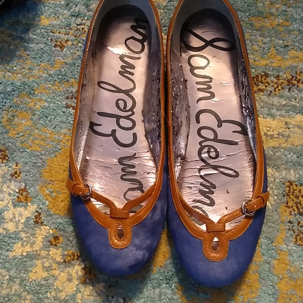 Sam Edelman blue calf hair flats